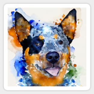 Australian Cattle Watercolor Painting - Dog Lover Gifts Sticker
